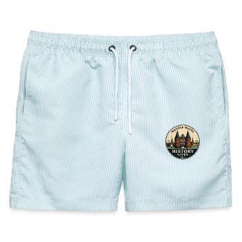  Wander Where History Lives Lübeck Holstentor - Männer Badeshorts - hellblau gestreift - Vorne - AI Model Male 178 light (178cm)