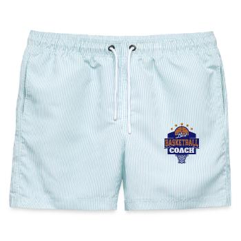 Abzeichen des besten Basketballtrainers - Männer Badeshorts - hellblau gestreift - Vorne - AI Model Male 178 light (178cm)
