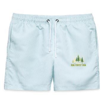 Trailrunning – Run Forest Run - Männer Badeshorts - hellblau gestreift - Vorne - AI Model Male 178 light (178cm)