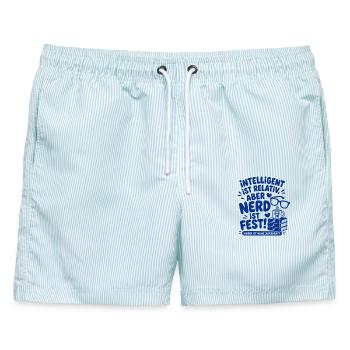 Intelligent Ist Relativ Nerd - Männer Badeshorts - hellblau gestreift - Vorne - AI Model Male 178 light (178cm)