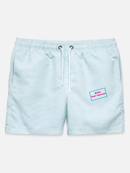 Küssen Neon Rahmen - Männer Badeshorts - hellblau gestreift