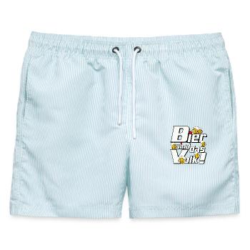 Bier ist das Volk Design - Männer Badeshorts - hellblau gestreift - Vorne - AI Model Male 178 light (178cm)