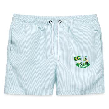 Brasilien Rio Collage Karneval Fussball Shirt - Männer Badeshorts - hellblau gestreift - Vorne - AI Model Male 178 light (178cm)