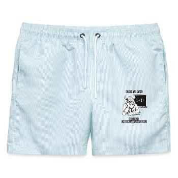 Geboren zum Raub, gezwungen, alles zweimal zu erklären - Männer Badeshorts - hellblau gestreift - Vorne - AI Model Male 178 light (178cm)