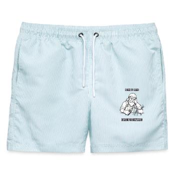 Geboren zum Überfallen, gezwungen, Kabel zu reparieren - Männer Badeshorts - hellblau gestreift - Vorne - AI Model Male 178 light (178cm)