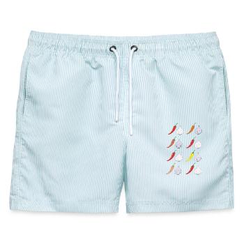 ChiliKnoblauch Muster Farbprint - Männer Badeshorts - hellblau gestreift - Vorne - AI Model Male 178 light (178cm)