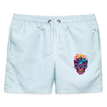 Skull Mountain Landschaft - Männer Badeshorts - hellblau gestreift - Vorne - AI Model Male 178 light (178cm)
