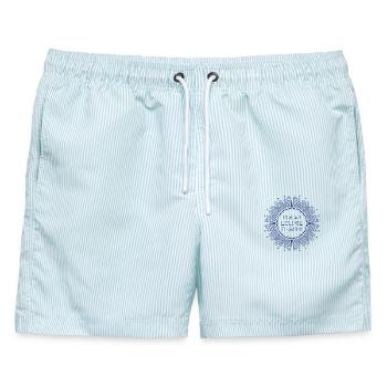 Solar eclipse chaser blau - Männer Badeshorts - hellblau gestreift - Vorne - AI Model Male 178 light (178cm)