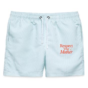 Respect your Mother - Männer Badeshorts - hellblau gestreift - Vorne - AI Model Male 178 light (178cm)