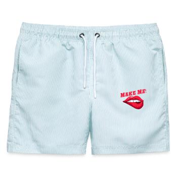 Mach mich ~ BLASEN ~ Ausruf - Männer Badeshorts - hellblau gestreift - Vorne - AI Model Male 178 light (178cm)