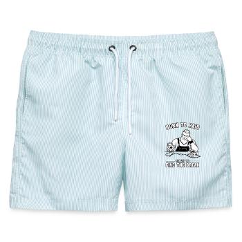 Geboren zum Überfall, gezwungen, den Durchbruch zu finden - Männer Badeshorts - hellblau gestreift - Vorne - AI Model Male 178 light (178cm)