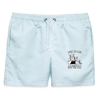 Geboren zum Überfall, gezwungen, das Leck zu finden - Männer Badeshorts - hellblau gestreift - Vorne - AI Model Male 178 light (178cm)