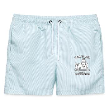 Geboren zum Raubzug, gezwungen, Passwörter zurückzusetzen - Männer Badeshorts - hellblau gestreift - Vorne - AI Model Male 178 light (178cm)