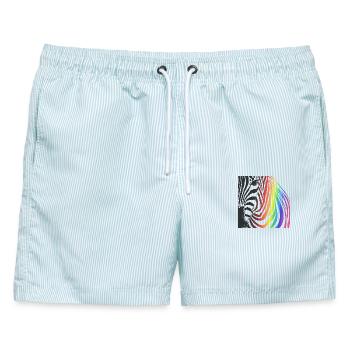 Rainbow Zebra - Männer Badeshorts - hellblau gestreift - Vorne - AI Model Male 178 light (178cm)