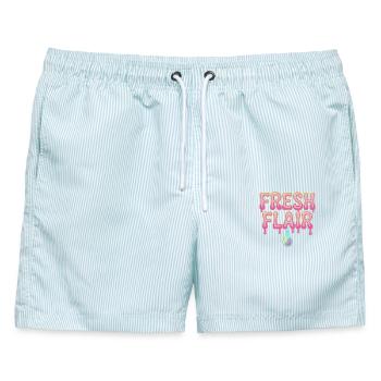 Fresh Flair Lebendiger Style - Männer Badeshorts - hellblau gestreift - Vorne - AI Model Male 178 light (178cm)