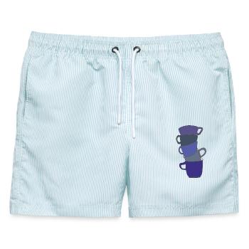 Gestapelte Indigo-Tassen - Männer Badeshorts - hellblau gestreift - Vorne - AI Model Male 178 light (178cm)