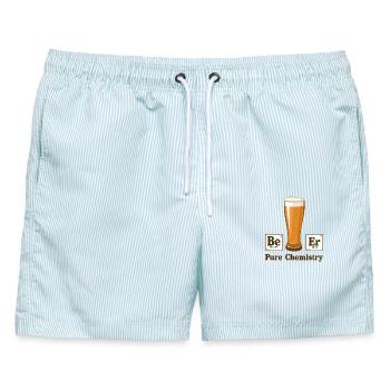 Reine Chemie - Männer Badeshorts - hellblau gestreift - Vorne - AI Model Male 178 light (178cm)