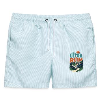 Ultra Run - Männer Badeshorts - hellblau gestreift - Vorne - AI Model Male 178 light (178cm)