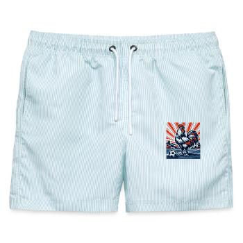 Allez Frankreich Maskottchen Fußballsommer - Männer Badeshorts - hellblau gestreift - Vorne - AI Model Male 178 light (178cm)