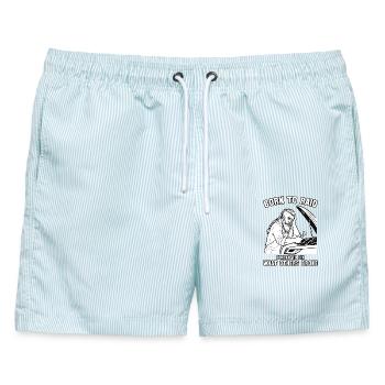 Geboren, um zu überfallen, gezwungen, das zu reparieren, was andere kaputt gemacht haben. - Männer Badeshorts - hellblau gestreift - Vorne - AI Model Male 178 light (178cm)