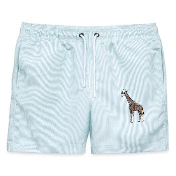 Giraffe Japanische Tattoos - Männer Badeshorts - hellblau gestreift - Vorne - AI Model Male 178 light (178cm)