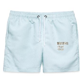 Bier Und Fleisch - Männer Badeshorts - hellblau gestreift - Vorne - AI Model Male 178 light (178cm)
