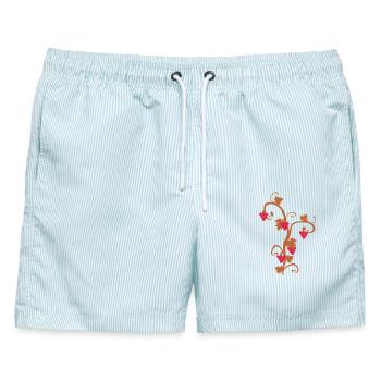 Weinreben-Rankenmuster Pfälzer - Männer Badeshorts - hellblau gestreift - Vorne - AI Model Male 178 light (178cm)