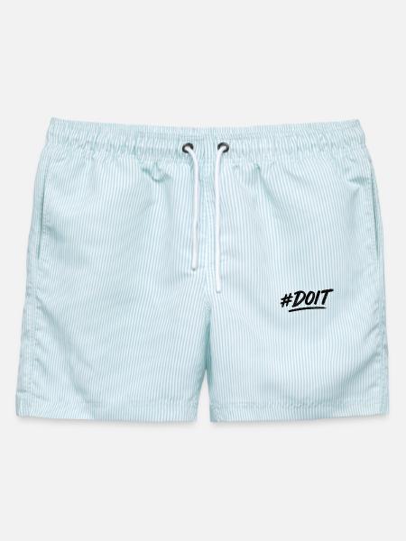 DOIT Chalkschrift Motivator - Männer Badeshorts - hellblau gestreift