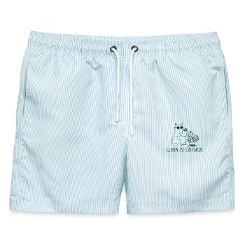 Gießen ist Chefsache Coole Gärtner Katze - Männer Badeshorts - hellblau gestreift - Vorne - AI Model Male 178 light (178cm)