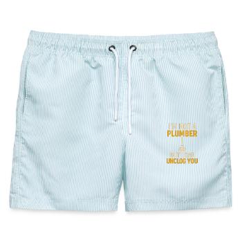 Unartige Anmachlinie - Männer Badeshorts - hellblau gestreift - Vorne - AI Model Male 178 light (178cm)