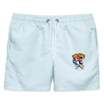  Dab King Beagle Hund Cartoon Lustiger Dab Tänzer - Männer Badeshorts - hellblau gestreift - Vorne - AI Model Male 178 light (178cm)