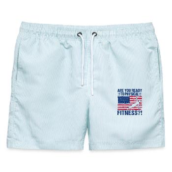 Fitness Fanatics Ready Physical Fitness - Männer Badeshorts - hellblau gestreift - Vorne - AI Model Male 178 light (178cm)