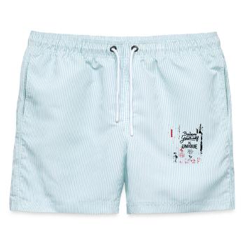 Believe in Yourself - Männer Badeshorts - hellblau gestreift - Vorne - AI Model Male 178 light (178cm)