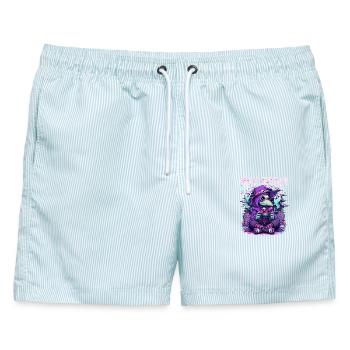 Pastel Goth Soft Goth Gaming Gamer - Männer Badeshorts - hellblau gestreift - Vorne - AI Model Male 178 light (178cm)