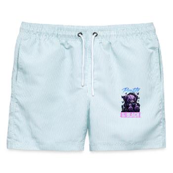 Pastel Goth Soft Goth Gaming Gamer - Männer Badeshorts - hellblau gestreift - Vorne - AI Model Male 178 light (178cm)
