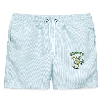 JGA Mojito Cocktail Barkeeper - Männer Badeshorts - hellblau gestreift - Vorne - AI Model Male 178 light (178cm)
