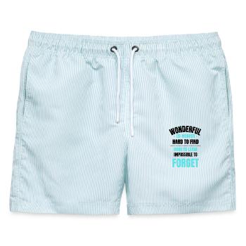 Abschiedsgeschenk eines Kollegen - Männer Badeshorts - hellblau gestreift - Vorne - AI Model Male 178 light (178cm)