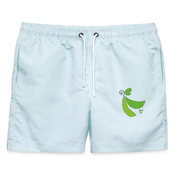 Grüne Erbsenschote Silhouette - Männer Badeshorts - hellblau gestreift - Vorne - AI Model Male 178 light (178cm)