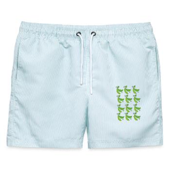 Erbsenschoten - Männer Badeshorts - hellblau gestreift - Vorne - AI Model Male 178 light (178cm)