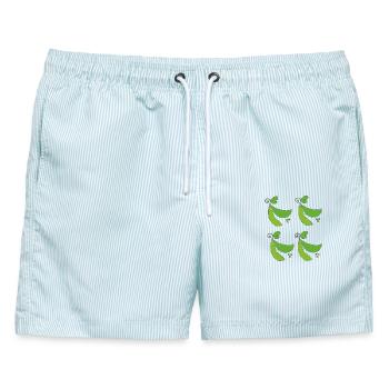 Erbsen schoten - Männer Badeshorts - hellblau gestreift - Vorne - AI Model Male 178 light (178cm)