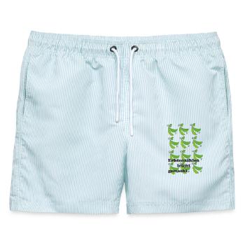 Erbsenzaehlen_leicht_gemacht - Männer Badeshorts - hellblau gestreift - Vorne - AI Model Male 178 light (178cm)