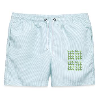 Grünes Erbsenschoten Muster - Männer Badeshorts - hellblau gestreift - Vorne - AI Model Male 178 light (178cm)