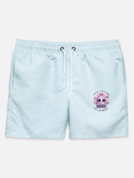 Ich höre zu und bin verwirrt, Außerirdischer - Männer Badeshorts - hellblau gestreift