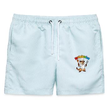 Koch Erdmännchen - Männer Badeshorts - hellblau gestreift - Vorne - AI Model Male 178 light (178cm)