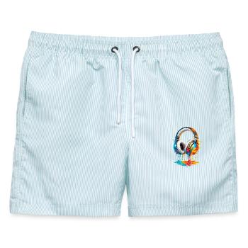  Bunte Kopfhörer Mit Farbverlauf Für - Männer Badeshorts - hellblau gestreift - Vorne - AI Model Male 178 light (178cm)