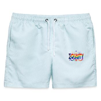 Equality Regenbogen Vielfalt Shirt Sticker Kissen - Männer Badeshorts - hellblau gestreift - Vorne - AI Model Male 178 light (178cm)