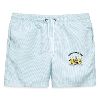 Bräutigam-Trinkteam - Männer Badeshorts - hellblau gestreift - Vorne - AI Model Male 178 light (178cm)