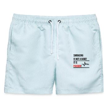Simracing is not a Game - Männer Badeshorts - hellblau gestreift - Vorne - AI Model Male 178 light (178cm)