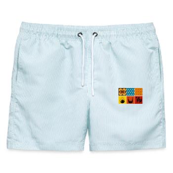 Retro - Männer Badeshorts - hellblau gestreift - Vorne - AI Model Male 178 light (178cm)