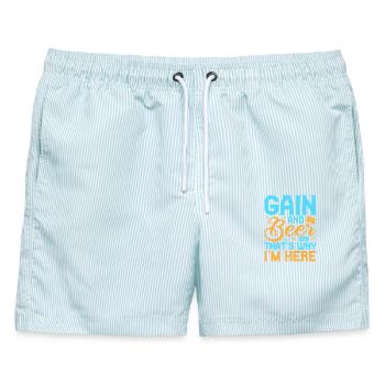 Gambling Fan Gain & Beer That´s Why I´m Here - Männer Badeshorts - hellblau gestreift - Vorne - AI Model Male 178 light (178cm)